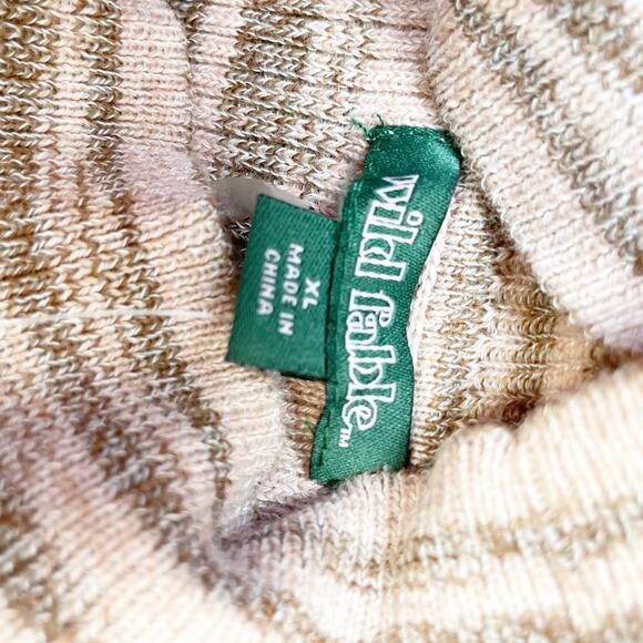 Wild Fable XL Pink & Brown Striped Cut Out Long Sleeve Turtleneck Sweater - Picture 4 of 5